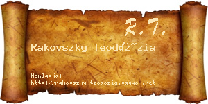 Rakovszky Teodózia névjegykártya